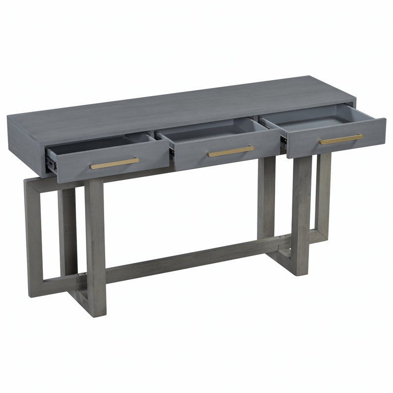 Élégante console à trois tiroirs, parfaite pour un décor moderne et traditionnel, combinant style et rangement.