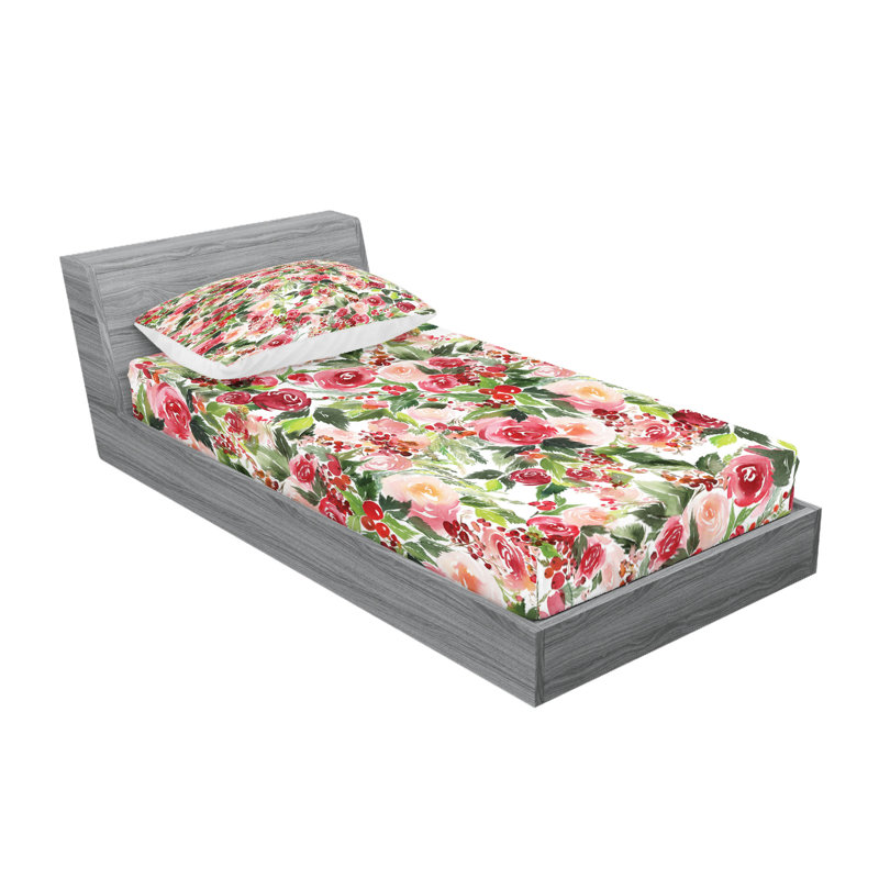 Drap-housse et coussin décoratif Ambesonne, Ensemble de draps pour lit simple + 3 pièces supp