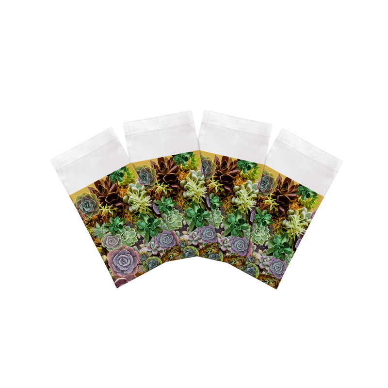 Succulents Cotton Sateen Dinner Napkins, Gold