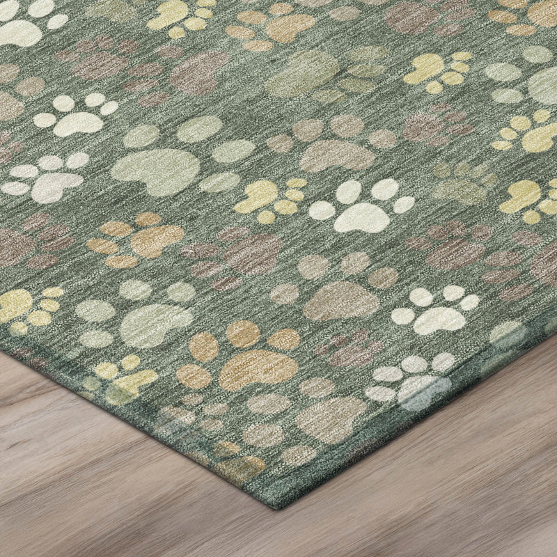 Tapis intérieur / extérieur lavable à la machine Lamanna ACN3061, Basilic, 10 pi x 14 pi
