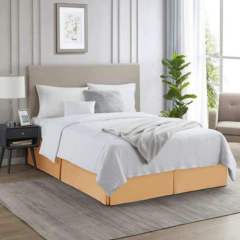 Jupe de lit plissée de luxe de 14 po, Orange abricot, Double TG