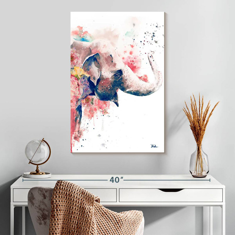 Éléphant floral, H 30 po x l 20 po