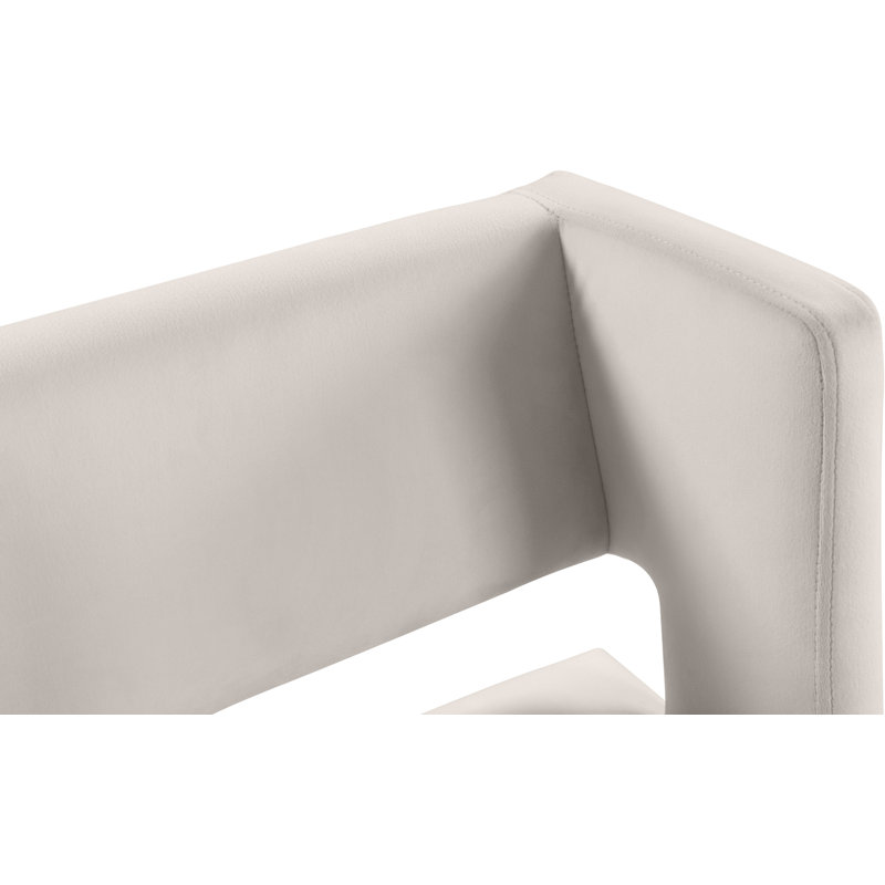 Caleb 26" Counter Stool, Matte Black, Cream Velvet