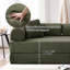 Canapé-lit futon en velours côtelé de 200 cm (79 po), format king, convertible, avec 2 oreillers et cadre fixe, vert-261045512