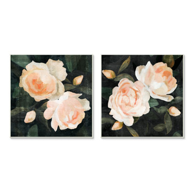 " Soft Pink Rose Garden Abstract Flower Bush " by Emma Caroline 2 - Pieces