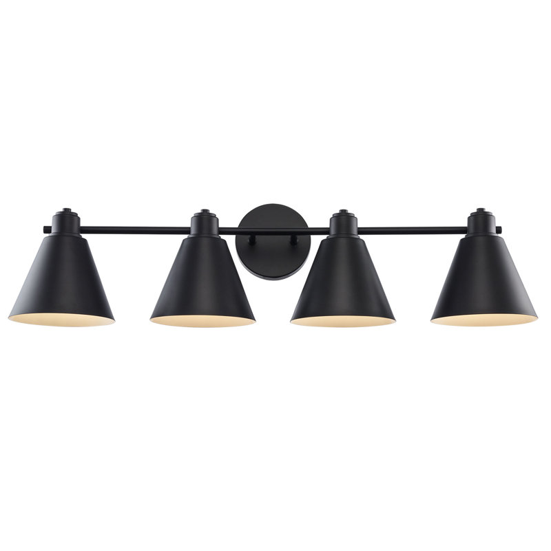 Éclairage pour meuble-lavabo à 4 lumières à intensité variable Kamjeet, Noir