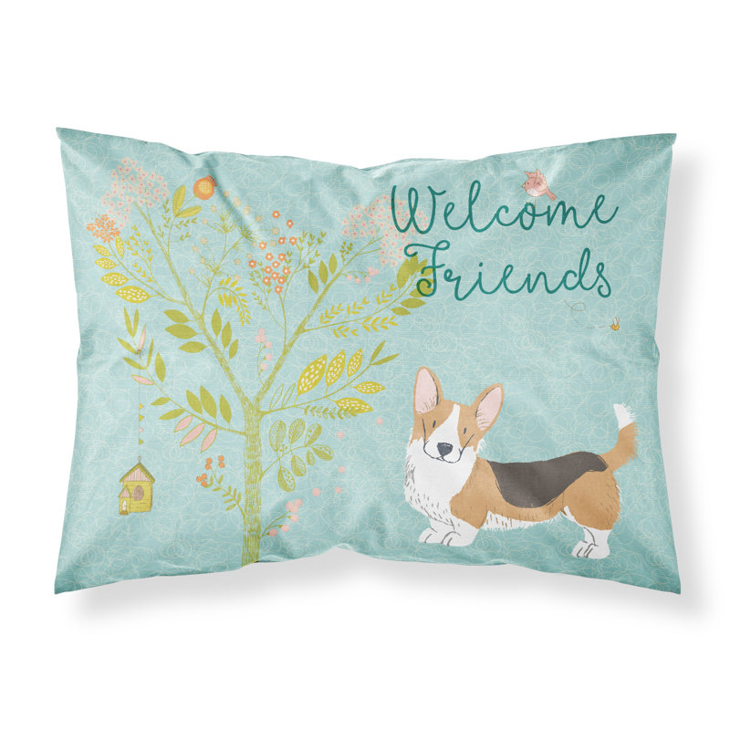 Taie d’oreiller welcome friends, Welsh Corgi Pembroke tricolore