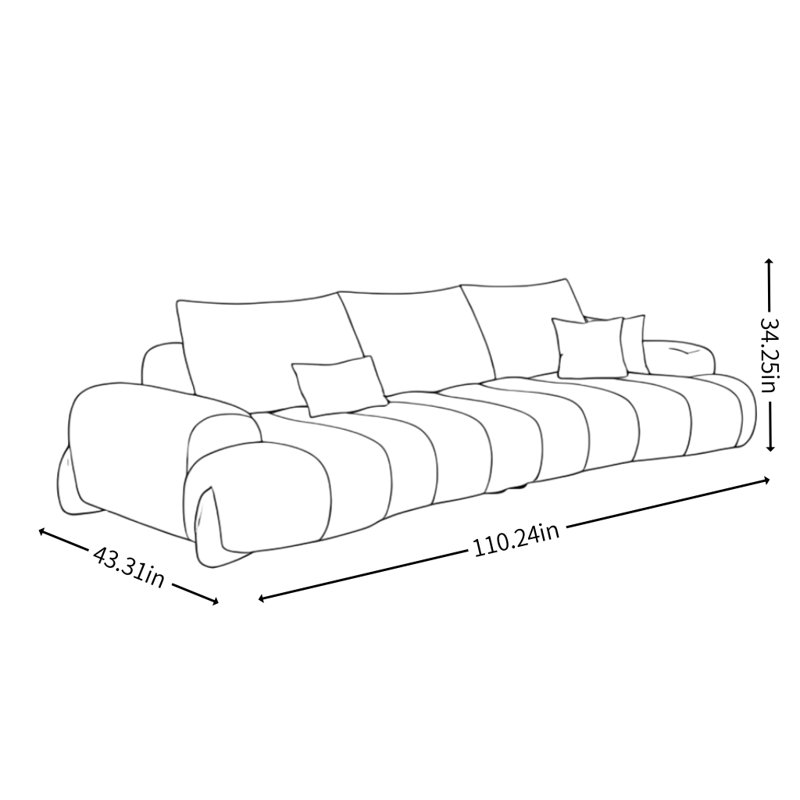 Italian Modern Minimalist Sofa, Khaki