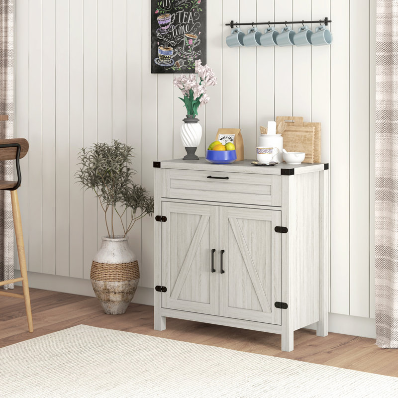 Enochs Freestanding Storage Pantry Furniture w/ Adjustable Shelf for Living Room, Brown