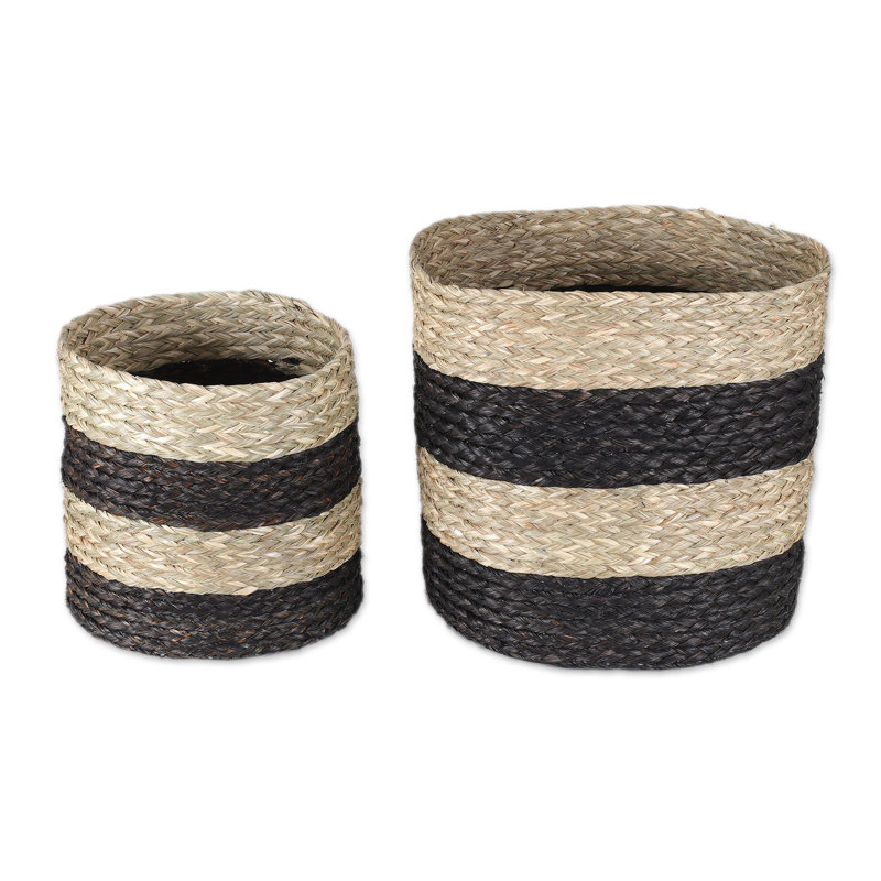 Bayou Breeze Handmade Striped Essence Natural Fiber Baskets