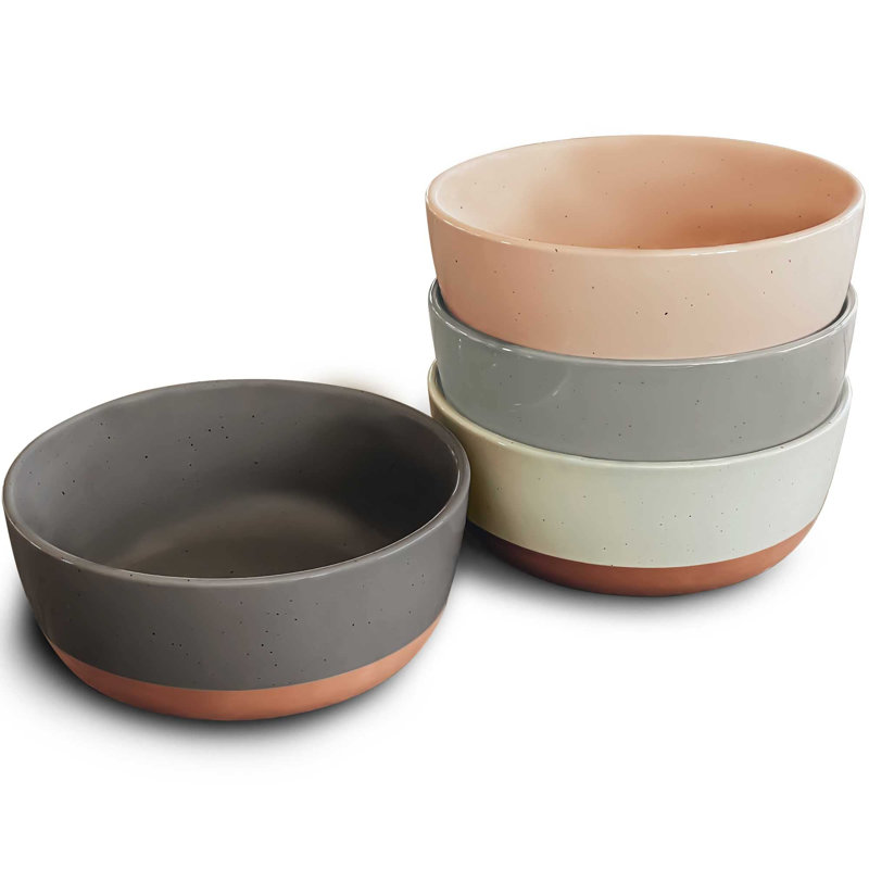 Set of 4 Multicolor Ceramic Microwave Safe Bowls