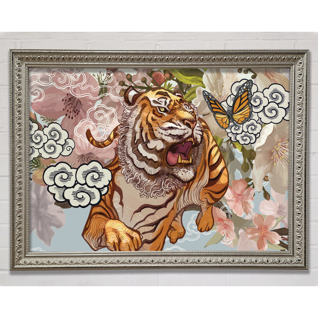 The Tiger Floral - Einzelner Bilderrahmen Kunstdrucke