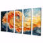 «Yellow and Orange Sunrise Abstract Waves II», ensemble d'art sur toile à spirales abstraites-598756025