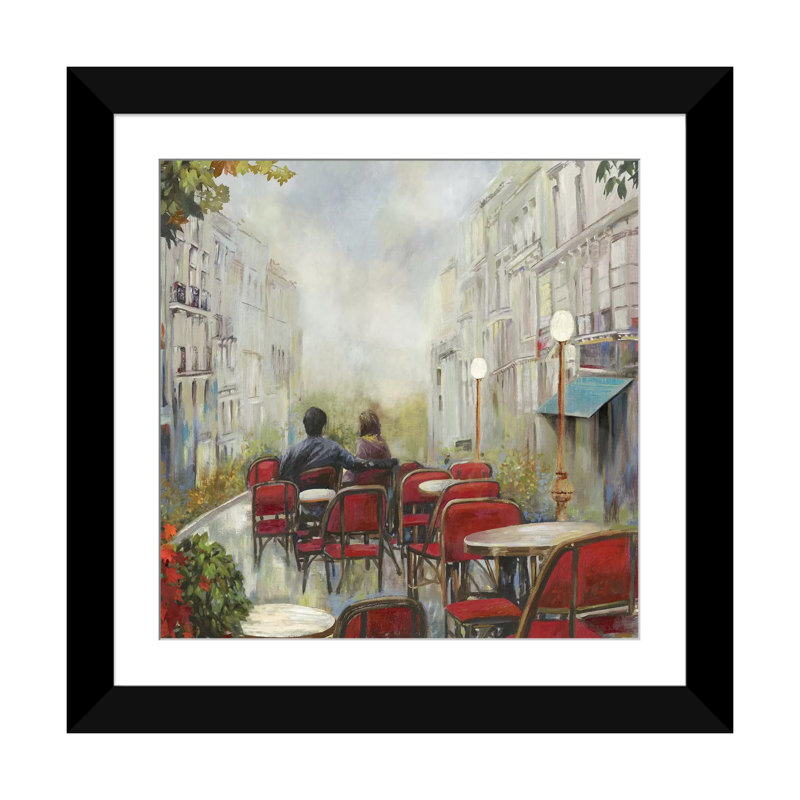 «Paris Café» par PI Studio - Giclée sur toile tendue avec châssis, H 24 po x l 24 po x P 1 po, Papier d'art encadré noir