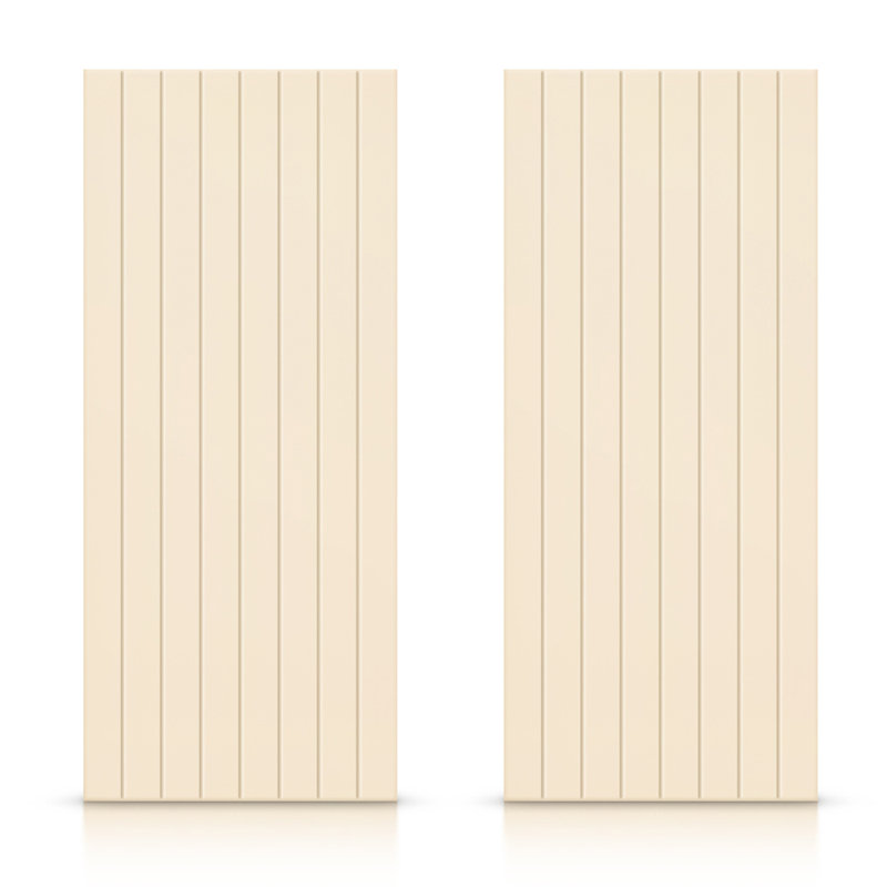 Portes de placard coulissantes à panneaux en bois manufacturé, Beige, 72 po x 96 po