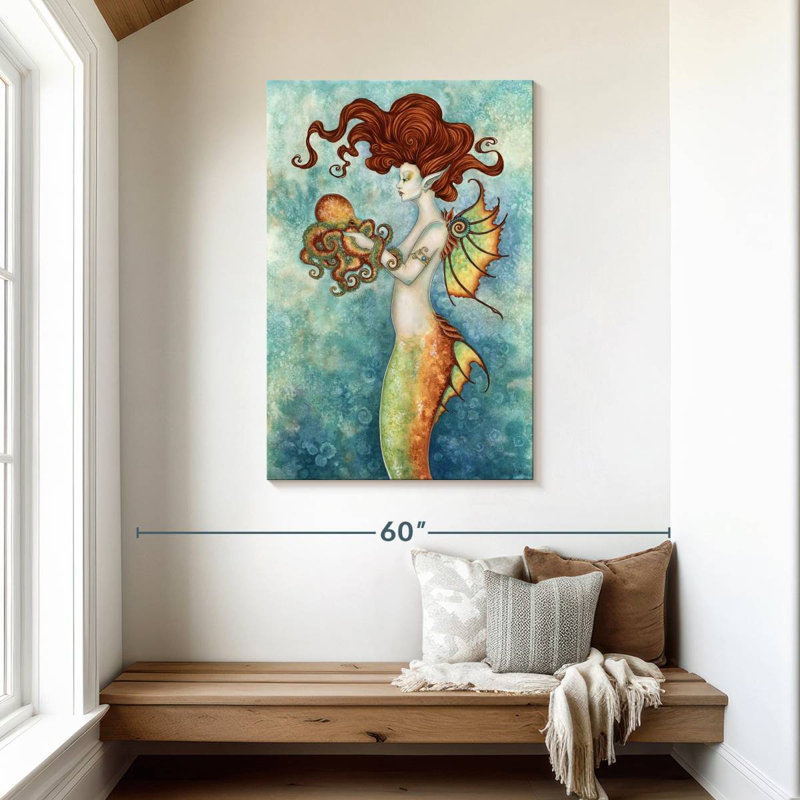 Kelan sirène et pieuvre, H 45 po x l 30 po