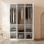 Organisateur de garde-robe blanc avec anti-basculement, 3 suspensions et 6 tablettes de rangement