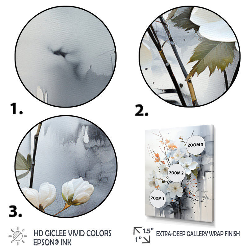 «Asian Art Apple Blossom Sumi VII», reproduction sur toile, Cadre photo noir simple, H 40 po x l 30 po x P 1,5 po