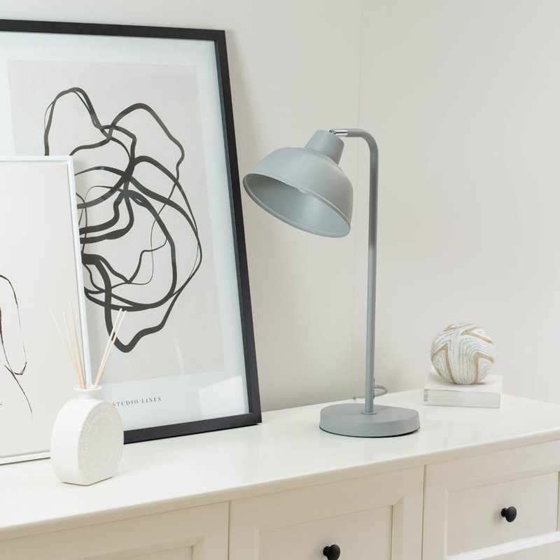 Rhyan Metal Table Lamp, Grey, No