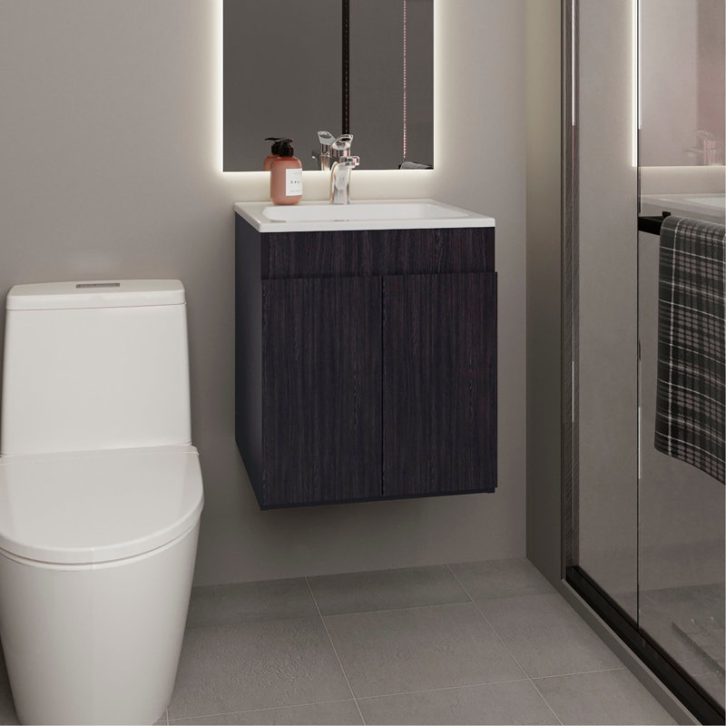 Meuble-lavabo 2 portes - Salle de bain (SANS ROBINET INCLUS), Black, Black