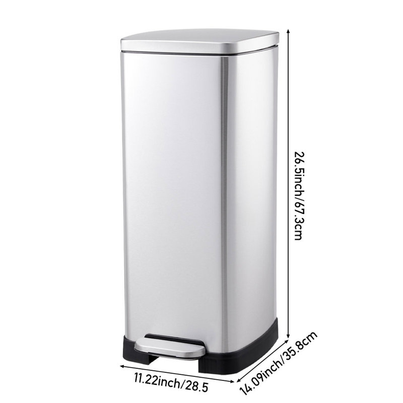 Emiline Stainless Steel Step On Tilt Out Trash Can - 30L