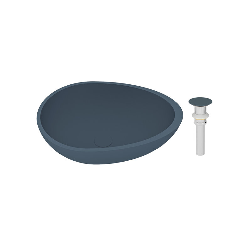 CASAINC Maple 15.35'' Concrete Oval Bathroom Sink, Steel Gray