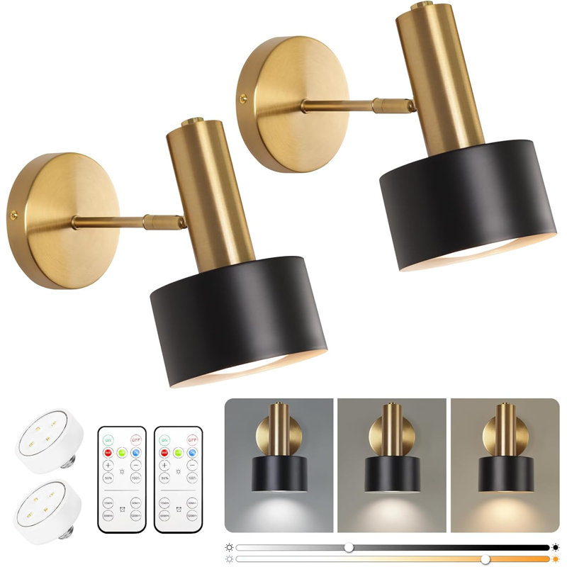 Battery Operated Wall Sconces Set Of 2, Modern Wireless Wall Lights With Remote Control, Adjustable Color Temperature And Brightness, Memory Function, Easy Installation For Bedroom, Living Room, Corridor