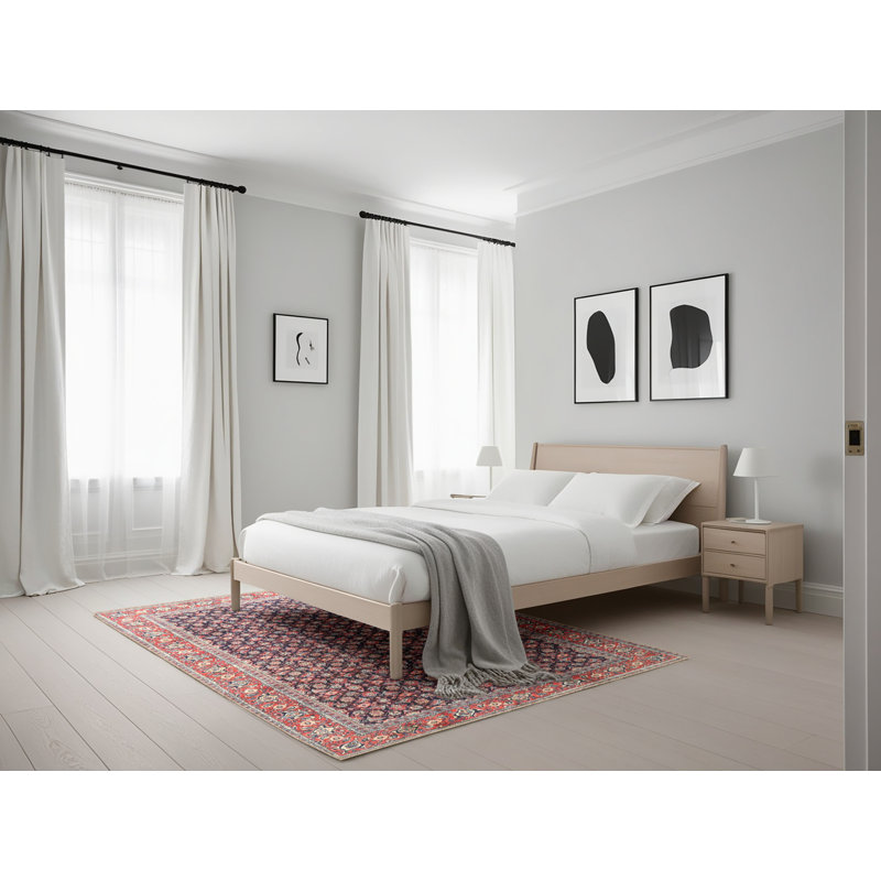 Tapis traditionnel rouge / noir, Rectangle 5 pi x 7 pi