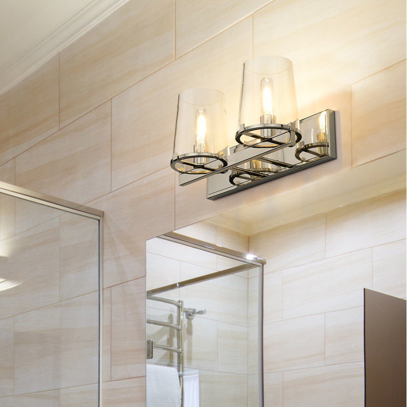Éclairage pour salle de bain à intensité variable 2 lumières Ahmaud, Nickel poli