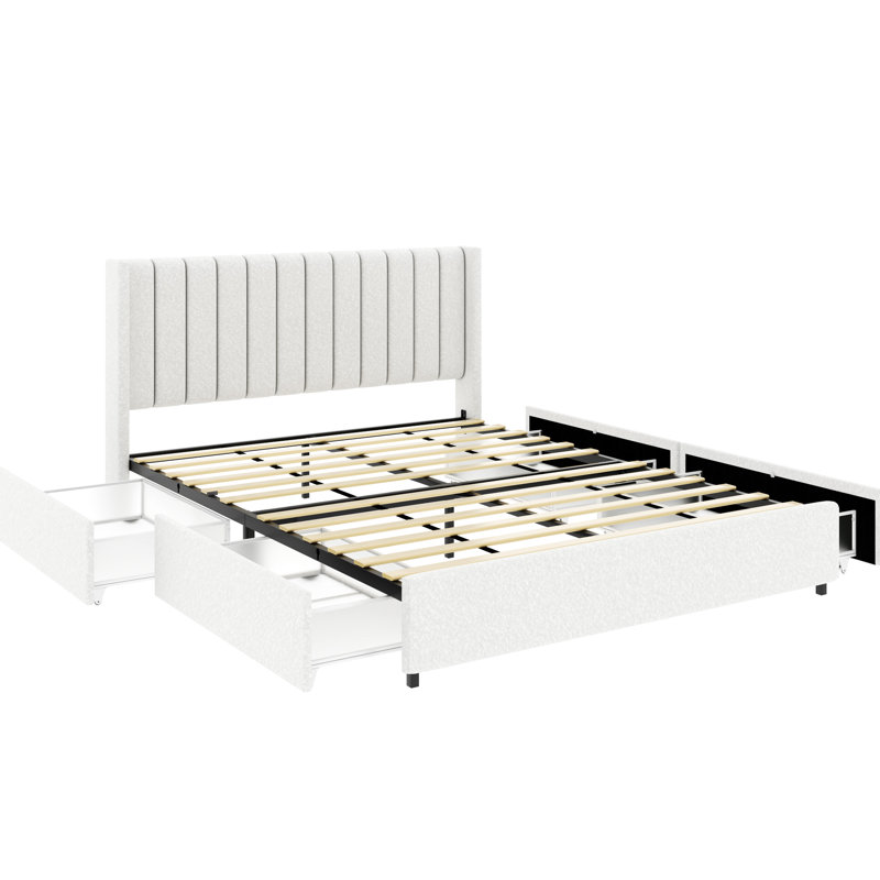 Lit tapissier moderne avec loquet et porte-clés 4 compartiments