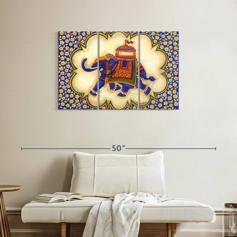 Brampt Elephant Cartouche Facing Left, 24" H x 38" W