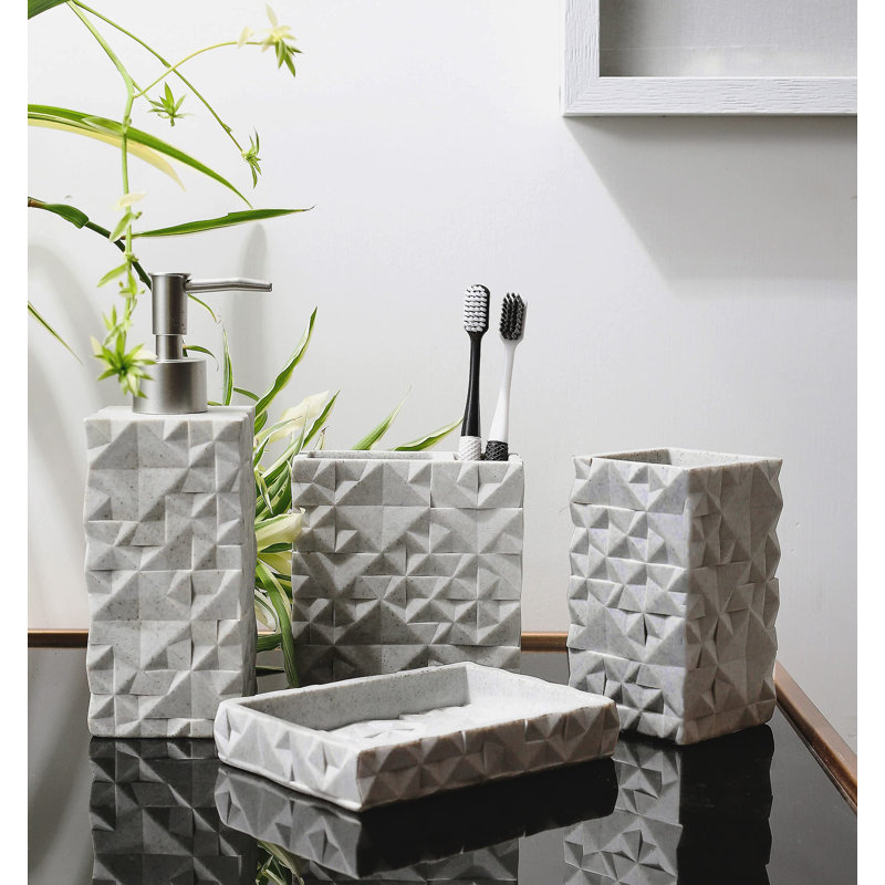 Ensemble d'accessoires de salle de bain, porte-brosse à dents, décor de salle de bain de ferme, ensemble de 4 pièces en résine, nécessaire pour appartement, contenant pour brosse à dents, distributeur de savon, savon