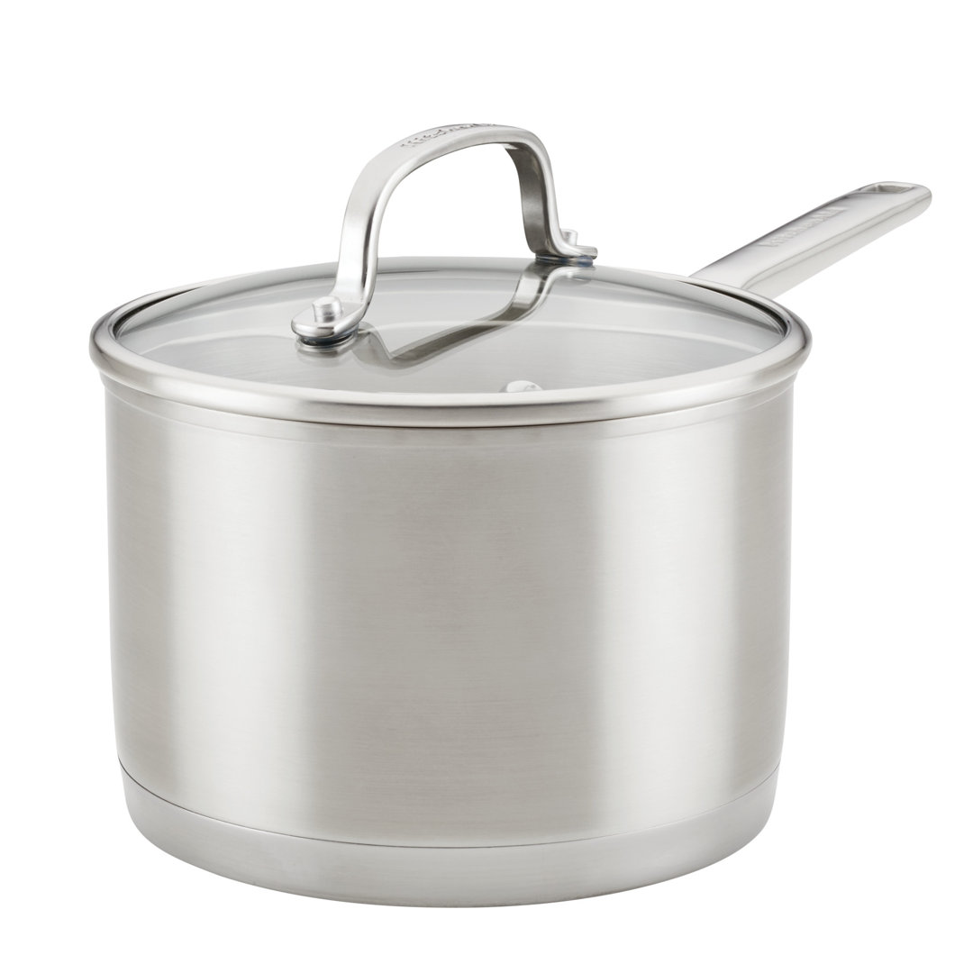 KitchenAid 3-Ply Base Stainless Steel Saucepan with Lid, 3-Quart KitchenAid®