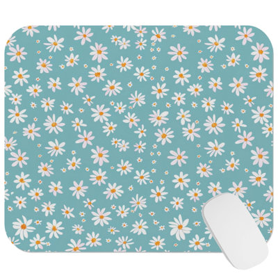 Floral Daisies VI Cottage & Cottagecore Gaming Cute Office Laptop Desk Pad Gift Mat Square Rectangle Non-Slip Mousepad