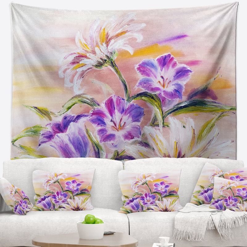 Tapisserie de fleurs sauvages pourpres Floral, H 32 po x l 39 po