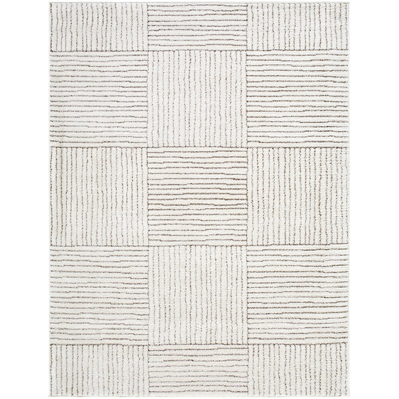 Galey Alix x Livabliss Architect II Indoor Machine Woven Area Rug, Rectangle 9'2" x 12', Ivory/Dark Brown