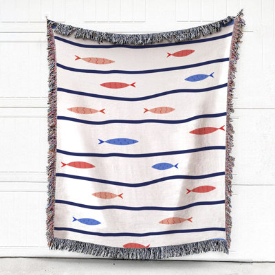  Ocean Fish 100% Cotton Throw