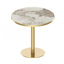 Table bistro ronde et moderne 31,5 pouces avec plateau tulipe et plateau en faux marbre, facile à assembler, structure en métal robuste-129930294