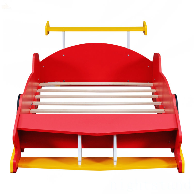 Lit plateforme simple avec roulettes, Rouge