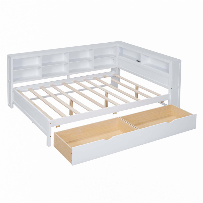 CanapÃ©-lit avec tablette de rangement et ports de recharge USB, Full/Double, White