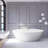 63" Streamline Freestanding Soaking Acrylic Bathtub With Drain and Bamboo Tray-1973122821