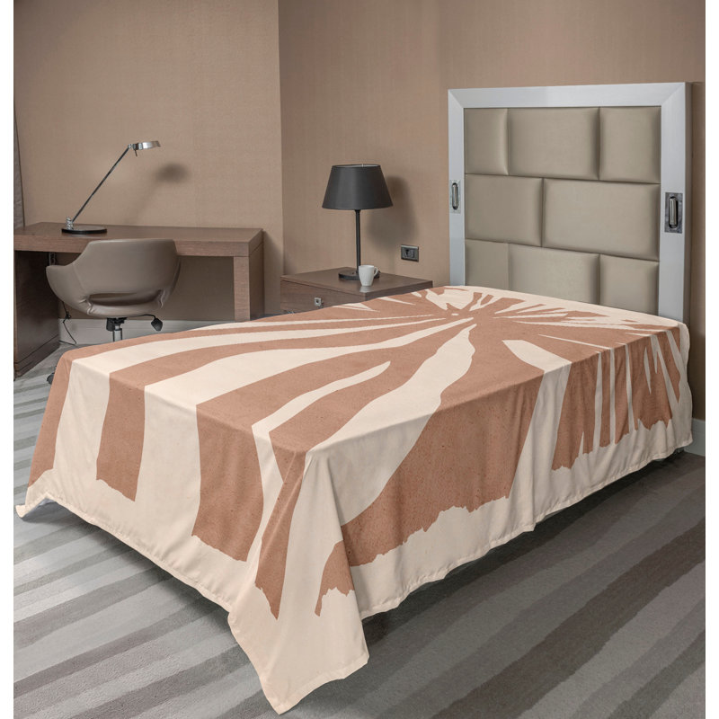 Drap plat moderne de style bohème Ambesonne, Drap plat pour lit simple TG, Taupe pâle / motif abstrait champagne