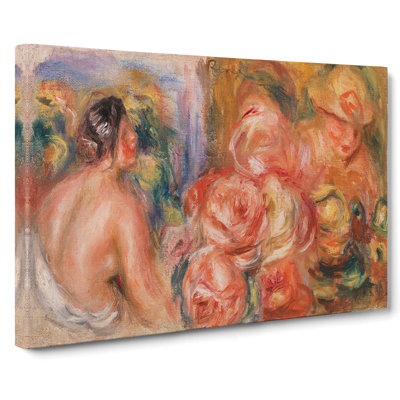 Roses And Nude Woman by Pierre-Auguste Renoir - Wrapped Canvas Painting