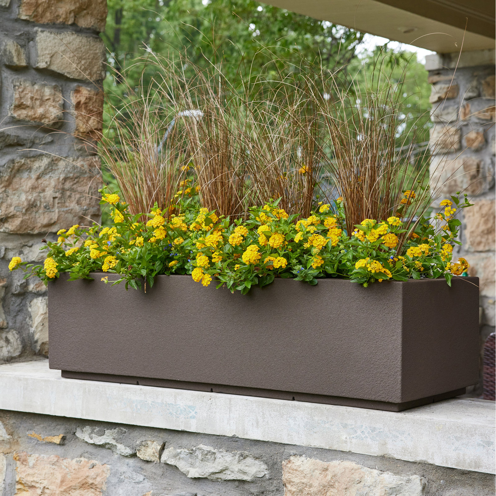 Gita Planter Box, Slate Gray, 12" H x 46" W x 17" D