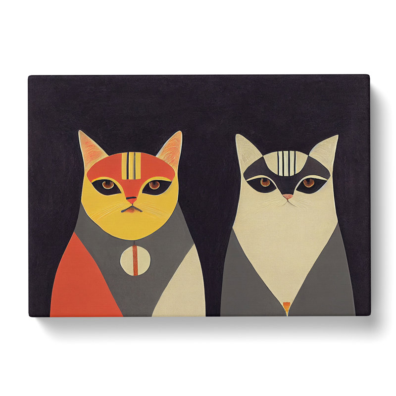 Two Abstract Cats Vol.1 - Wrapped Canvas, 40cm H x 60cm W x 3cm D