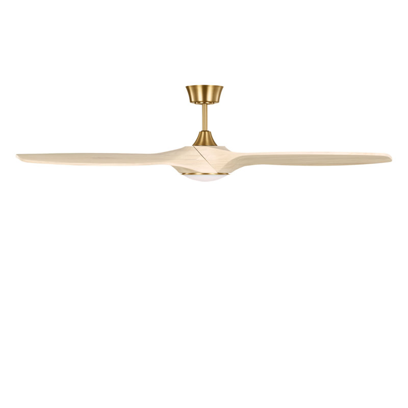 Selen Smart LED Ceiling Fan, Washed White Oak, Burnished Brass, 60" Wide