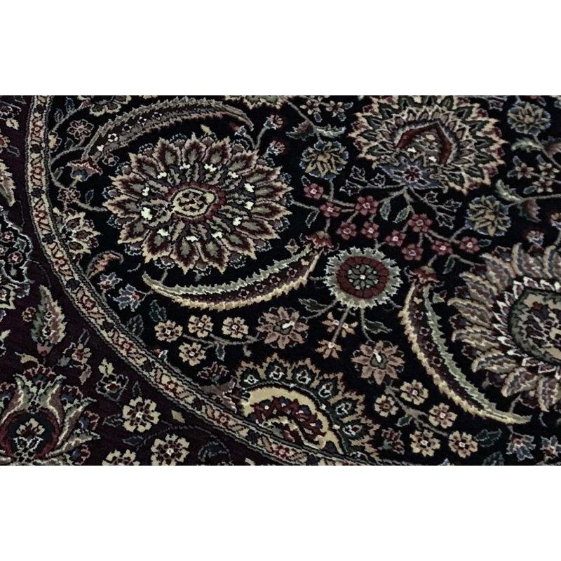 Tapis noir et beige de haute qualité noué à la main