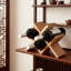 Support à vin de comptoir en bois de chêne massif | Support rustique à 4 bouteilles pour rangement horizontal | Aucun assemblage requis | Présentoir de table autoportant pour la cuisine, le bar ou l'armoire-1938653706-1938653719