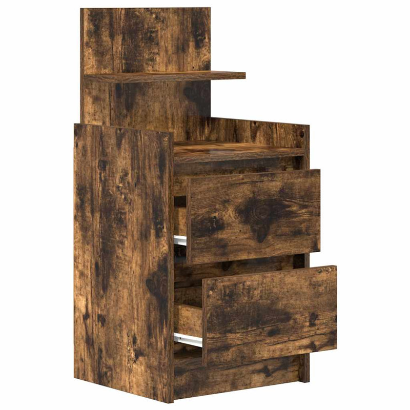 Bedside Cabinets With 2 Drawers 2 Pcs 38X34x80 Cm, 2, Smoked Oak