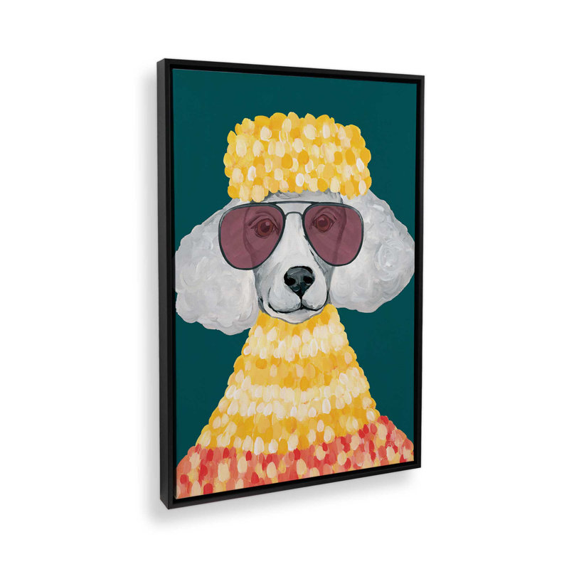 «Poodle Power» par Yvette St. Amant, reproduction d'art, Noir, Cadre flottant, H 24 po x l 18 po